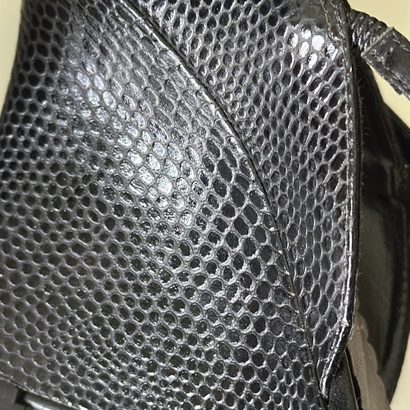 WHBM Heeled Sandals Embossed Leather Strappy Open Toe Wedges Side Buckle - Picture 13 of 14